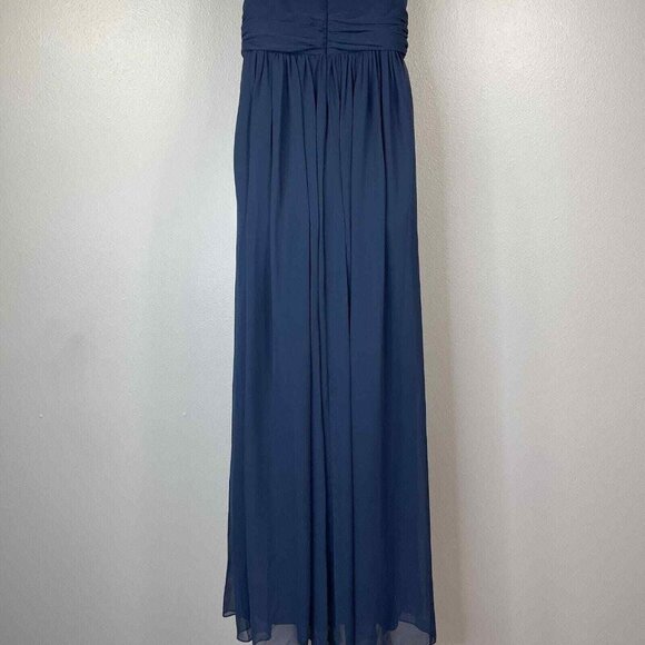 Dessy‎ Collection Gown Womens 8 Blue Sleeveless Draped Chiffon Maxi Bridesmaid - Picture 7 of 13